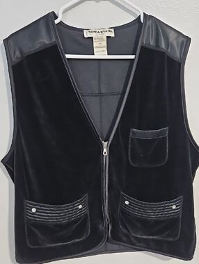 Vintage Sonia Rykiel Black Velvet Zip-Up Vest